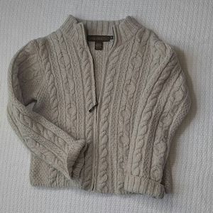 Inis Crafts Cable Knit Full Zip Cardigan Sweater